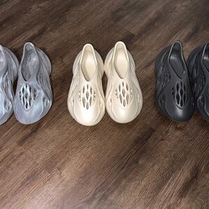 Yeezy Men's Mules in Gray, Cream, and Black